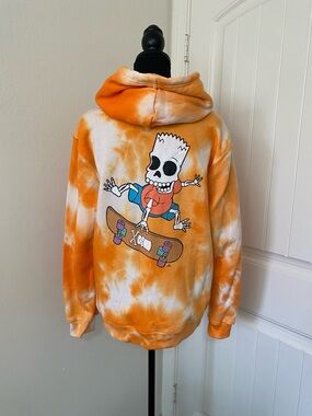 Simpsons Orange Tie-Dye Sweatshirt with Skateboard Graphic